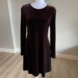Chocolate Brown Velvet Mini Dress Women's 6P Holiday Minimalist Vintage 90's